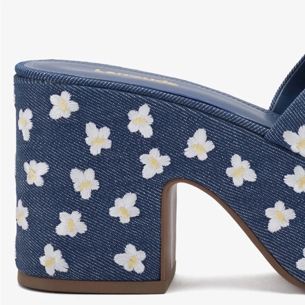 LARROUDÉ Miso Platform Sandals - Blue Denim